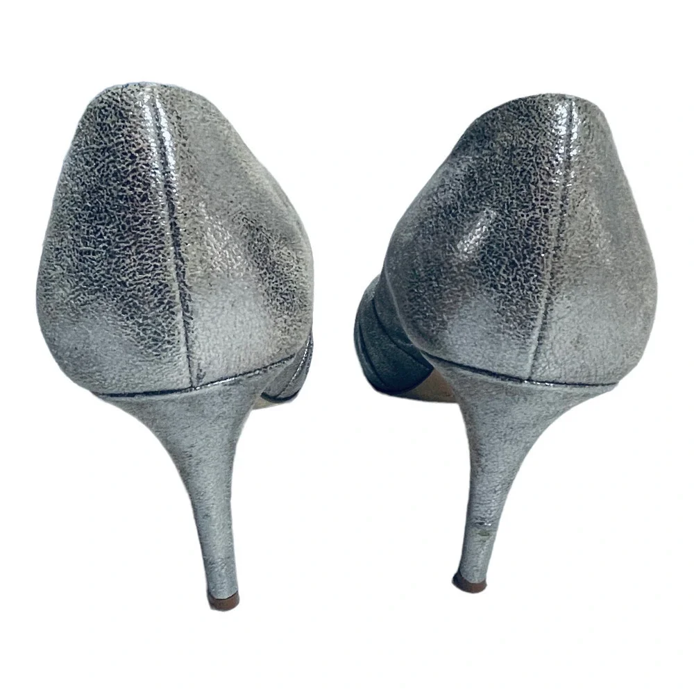 Kate Spade Metallic Silver Peep Toe Heel Women’s Size 10